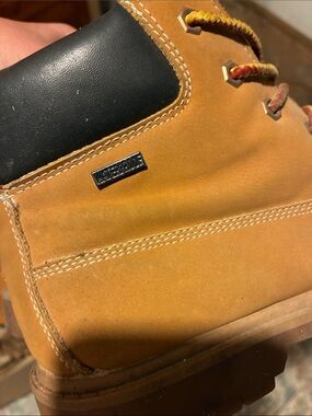 Water-Resistant Lace-Up Women's Work Boot in Tan with Black Collar